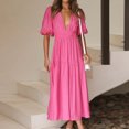 thumbnail image 1 of SMihono Robes d'Été Bohémiennes Femmes Grande Taille Mode Femmes Été Décontracté Col en V Bandage Manches Courtes Robe Imprimée Florale, 1 of 9