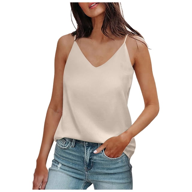 Women's Silk Satin Tank Tops V Neck for Summer and Work