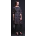 thumbnail image 2 of Bimba Kurti Asymétrique à Imprimé Floral Bleu Anémone et Roses pour Femmes, Robe d'Été Indienne Tunique XXX-Large, 2 of 6