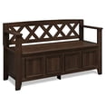 thumbnail image 1 of SIMPLIHOME Amherst SOLID WOOD 48 inch Wide Entryway Storage Bench with Safety Hinge, Multifunctional Transitional in Natural Aged Brown, 1 of 5