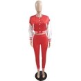 thumbnail image 3 of Tenue d'Entraînement 2 Pcs pour Femmes, Veste Patchwork à Boutons, Pantalon Long, Survêtement, 3 of 7