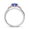 thumbnail image 4 of Bague de Mariée Ronde 2,15 Carats Saphir Bleu & Rubis Rouge en Or Blanc Massif 18K Taille 3 par Diamond-Capitals, 4 of 7