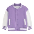 thumbnail image 1 of Girls Coats And Jackets Child Autumn Spring Long Sleeved Color Block Baseball Purple Fall Tops for Teen Girls ,1-2 Years, 1 of 4