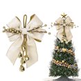 thumbnail image 1 of Christmas Tree Topper Bows, Red Christmas Bows Red and Gold Bows for Christmas Tree Decorations Velvet Ribbon Bows with Baubles for Wreath, Cabinet, Staircase, 1 PC, 1 of 5