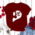 thumbnail image 4 of Chandails à Col Rond pour Couples Assortis T-Shirt à Manches Courtes de la Saint-Valentin Mode Imprimé Cœur Décontracté Respirant Confortable Doux Mari Femme Tenue de Vacances Vêtements Bourgogne TG, 4 of 5