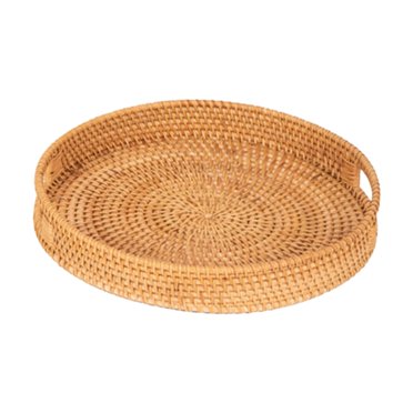 Siruishop Plateau de Service en Rotin Plateau Décoratif pour Café Plateau de Table pour Fruits Boissons Dessert 25 cm