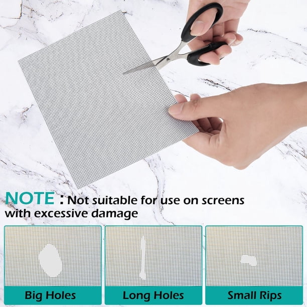Ruban de réparation d'écran en de fibre de verre imperméable – Kit de réparation d'écran de fenêtre auto-adhésif pour déchirures et trous, ruban en à forte adhérence découpable pour port