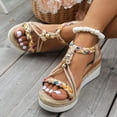 thumbnail image 2 of Sandales à Plateforme Bohèmes pour Femmes, Robe, Plage, Décontractées, Espadrilles en Lin, Talon Compensé Épais, Slingback, Été, 2 of 7