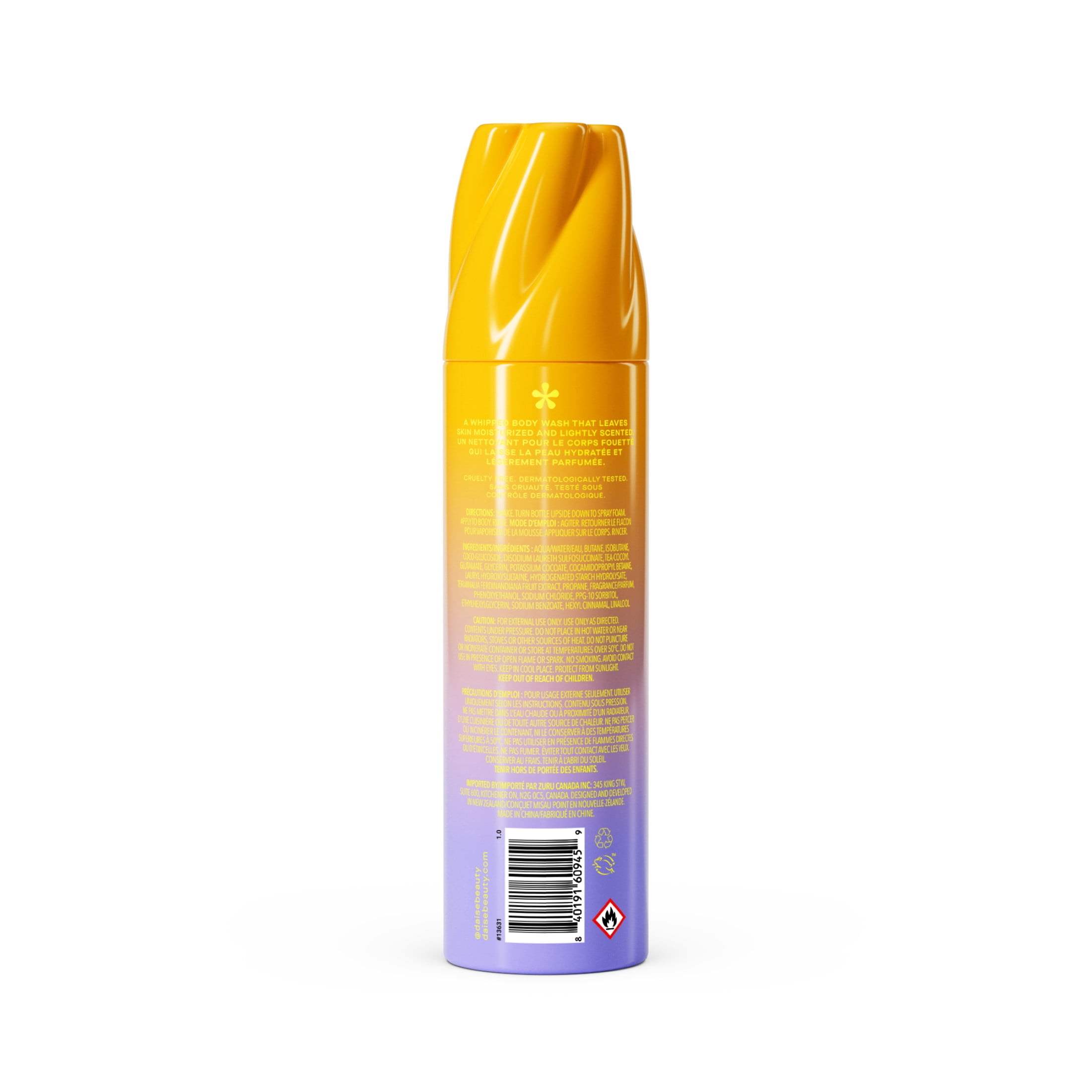 DAISE Gel douche moussant à la vanille, ultra hydratant pour la peau, 8.8 oz/250 g