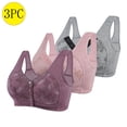thumbnail image 2 of Posijego 3 Pack Womens Front Closure Bra Plus Size Wireless Everyday Bra No Underwire Full Coverage Bra for Women, 2 of 3