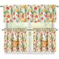 thumbnail image 1 of Tulip Flower and Rabbit Kitchen Curtain and Valance Set 3 Piece Blackout Kitchen Window Curtain Happy Easter Day Curtain Tiers and Valance,Size S, 1 of 4