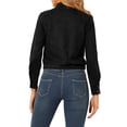 thumbnail image 3 of INSPIRE CHIC Veste en Faux Suède pour Femme à Col Pointu, Boutonnée, Courte, Sablée, Style Moto Biker, TG, Noir, 3 of 7