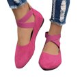 thumbnail image 2 of Ladys Single Shoes Suede Surface Elastic Ankle Strap Soft Sole Pointy Toe Flats Bottom Ballet Rear Ankle Zipper Shoes New Large Size Shallow Mouth Elastic Flat Shoes Hot Pink, 2 of 8