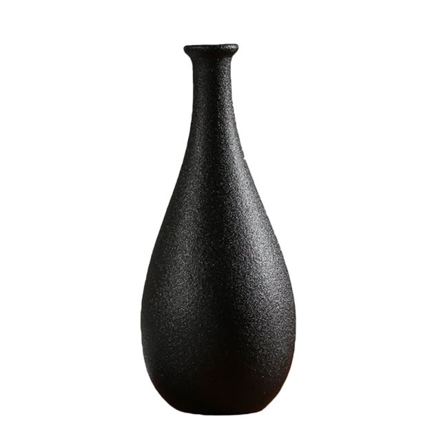MasteelfCA 1Pc Simplicity Black Ceramic Vase Simulation Flowers Dried Flowers Container Household Craft Ornament