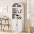 thumbnail image 2 of Bookcase Arched Bookshelf 71.65in Tall Bookcase Farmhouse Display Storage Rack Wooden Bookshelves for Home Office, Living Room, 2 of 9