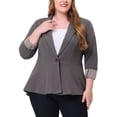 thumbnail image 1 of Agnes Orinda Women's Plus Size Blazer Button Notch Panel Ruffle Peplum Blazers 1X Gray, 1 of 6