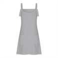 thumbnail image 4 of Femmes Robes d'Été Casual Solide Couleur Poches Bretelles Courte Mini Robe, 4 of 6