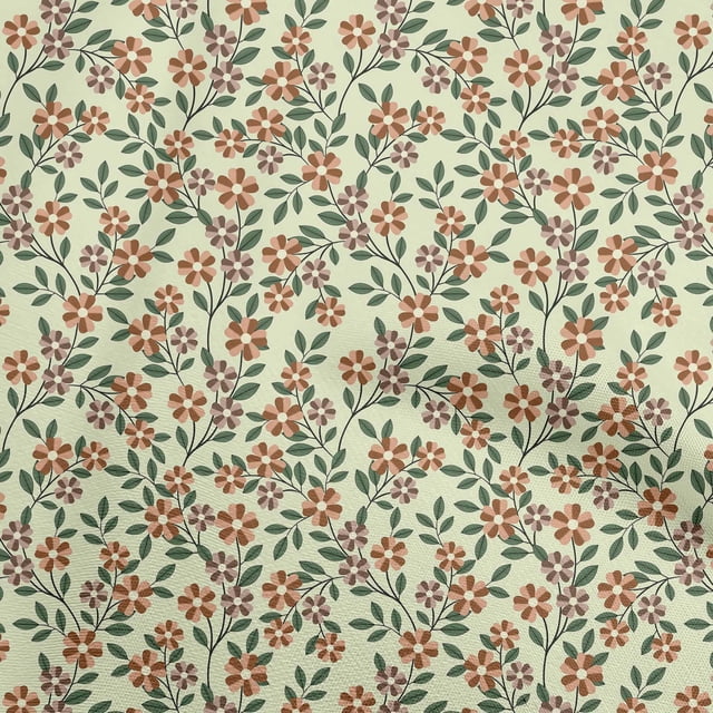 oneOone Tissu Flex Coton Marron Floral Matériel de Robe Tissu Imprimé Tissu au Mètre 40 Pouces de Large