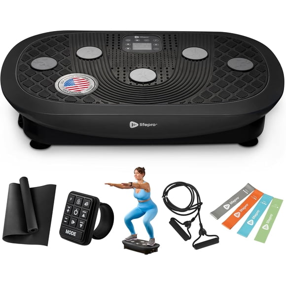 Lifepro Rumblex Plus 4D Vibration Plate Exercise Machine – Triple Motor Full Body Vibrating Plate for Weight Loss, Recovery, Circulation & Lymphatic Drainage - Black