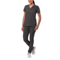 thumbnail image 1 of Adar Addition Go-Basic Scrub Set For Women - Slim V-Neck Scrub Top & Skinny Cargo Scrub Pants, 1 of 7