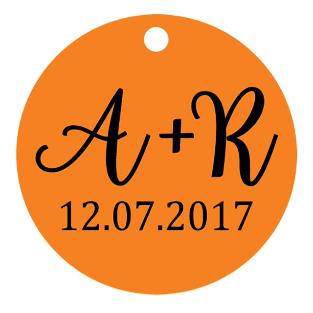 100 Pcs Rond Fait sur Mesure Hang Tags Personnalisé Initiale Cadeau de Faveur de Mariage Papier Tags