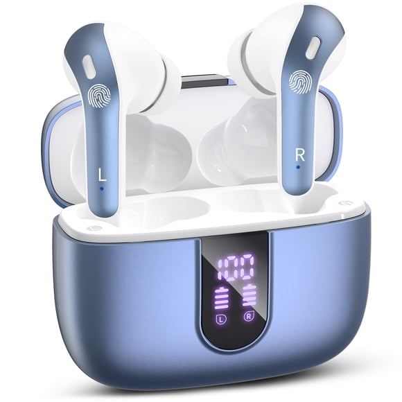 VEATOOL Bluetooth Headphones 65H Playback LED Power Display Earphones with Wireless Charging Case IPX7 Waterproof
