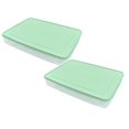 thumbnail image 1 of Oleegame 2PC Produce Storage Portable Plastic Container Rack Foldable Refrigerator Fresh-keeping Storage Box Green, 1 of 2