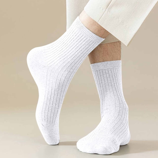 RKSTN Mens Socks 5PC Winter Solid Color Comfortable Breathable Knitted Cotton Socks Soft Breathable Mens Socks