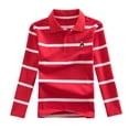 thumbnail image 1 of Polos Garçons Rayures Col Chemise Blouse Décontractée Hauts Chandail Manches Courtes Polo Garçons 12-13 Ans Mode Garçons, 1 of 2