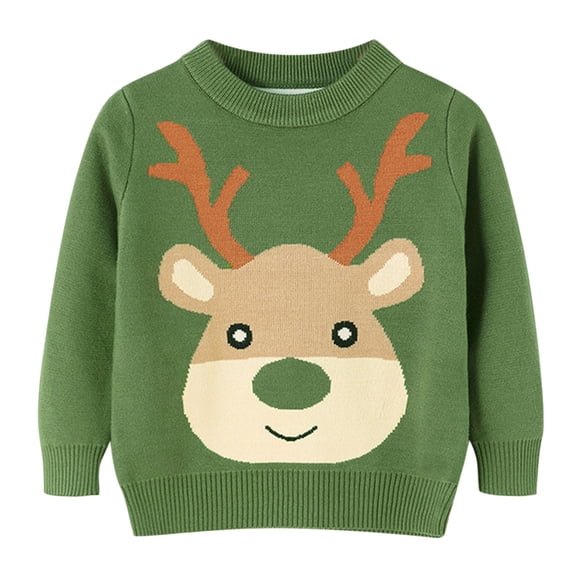LIJCC Baby Girl Boy Knit Sweater Toddler Boys Girls Christmas Deer Print Warm Knitted Sweater Long Sleeve Xmas Tops Knitwear Cardigan Coat