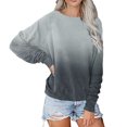 thumbnail image 1 of Hauts pour Femmes 2023 T-shirt à Col Rond d'Automne et d'Hiver pour Femmes, Style Décontracté, Manches Raglan, Couleur Dégradée, Haut Ample Décontracté, Jolis Hauts d'Été pour Femmes en Liquidation, 1 of 4