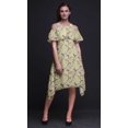 thumbnail image 3 of Bimba Beige Bird Printed Womens Cold Shoulder Tunic Party Round Neck Shift Dress - XXX-Large, 3 of 6