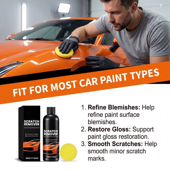 Miogawg Scratch Care Cream Daily Cleaning Of The Vehicle Body Scratch Repair On Paint Polishing And Refurbishing Maintenance Paste 500ml+1 Sponge