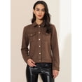 thumbnail image 3 of INSPIRE CHIC Women's Jackets Long Sleeve Faux Suede Trucker Motorcycle Jacket Coffee XS, 3 of 6