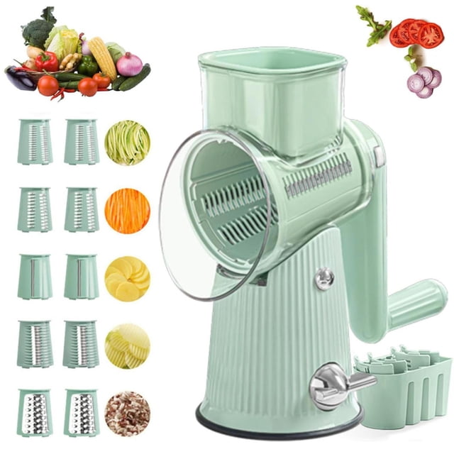 Coupe-légumes de Cuisine Multifonction et Râpe à Fromage avec Base à Succion Interchangeable et Sécurisée pour une Préparation des Aliments Sans Effort