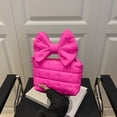 thumbnail image 4 of Pleated Bow Handbag for Women, Large Capacity Crossbody Shoulder Bag with Soft Polyester, Versatile Solid Color Purse for Daily Commuting Shopping Travel, Hot Pink, 4 of 6