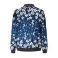 thumbnail image 4 of Pisexur Veste de Baseball pour Femmes Plus Cardigan Kimono Léger à Fleurs Imprimé Manches Longues Zip Veste Bomber, 4 of 4