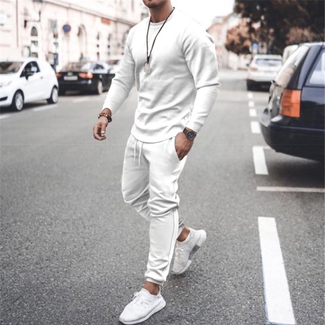 CEHVOM 2021 Spring And Autumn Long-sleeved Casual Suit Two-piece Men's Trend Multicolor