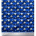thumbnail image 1 of Soimoi Blue Cotton Poplin Fabric Circle & Triangle Geometric Printed Fabric 1 Yard 42 Inch Wide, 1 of 3