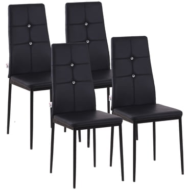 HOMCOM Ensemble de 4 Chaises de Salle à Manger, Chaises Latérales en Similicuir avec Dossier Haut