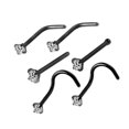 thumbnail image 2 of 6Pcs Tiny Bone Studs Nose Piercing Jewelry Stainless Steel Nose Screws Rings Set Black, 2 of 9