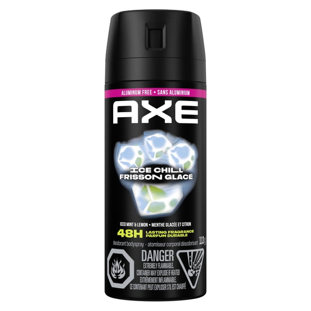 AXE Atomiseur Corporel Désodorisant Sans Aluminium Frisson Glacé, 113 g