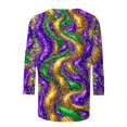 thumbnail image 5 of Penkiiy Blouse Carnaval Manches 3/4 Chemise de Printemps Tee Quotidien Imprimé Masque Blouse Mardi Gras Col Rond 2024 Tee Tunique Habillée L Multicolore, 5 of 5