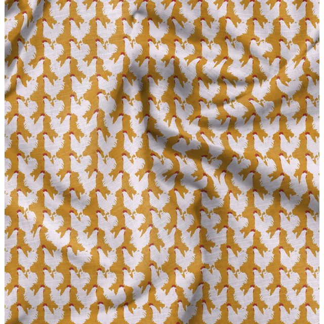 Soimoi Orange Poly Georgette Fabric Hen Bird Print Fabric by the Yard 52 Inch Wide