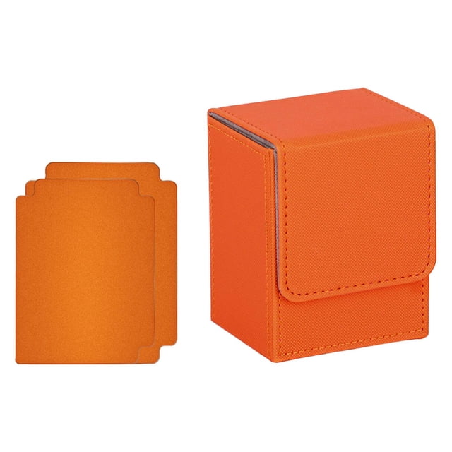 HILABEE Card Deck Box Game Card Storage PU Leather Lightweight Premium Holds 100 Orange