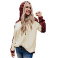 thumbnail image 2 of Kmbangi Female Suit Set Plaid Long Sleeve Hooded Pullover+ Long Pants, 2 of 10