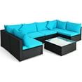 thumbnail image 3 of Patiojoy 7-Piece Patio PE Rattan Sectional Sofa Furniture Set Wicker Sofa Conversation Set Turquoise, 3 of 8