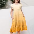 thumbnail image 3 of FhsagQ Robes Filles Été Dégradé Col Rond Manches Volantées Ligne à Étages Robe Décontractée Respirante Confortable Robe Ludique pour Enfants Tout-Petits Fête d'Anniversaire Tenue Quotidienne Jaune 8-9 Ans, 3 of 5