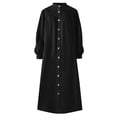 thumbnail image 4 of TopLLC Longues Robe à Manches à Col Rond la Mode Robe d'Hiver pour Femme Grande Taille Décontractée Col Rond Ample Boutons Poche Robe Imprimée à Manches Longues Robe pour Femme, 4 of 4