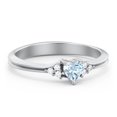 thumbnail image 1 of Birthstone Heart Ring with Shoulder Accents - Aquamarine (March), 1 of 4